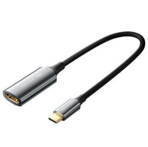 Vention Cotton Braided USB-C to HDMI 4K Converter 0.25M Black Zinc Alloy Type