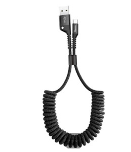 Baseus Coiled Spring Data Cable USB For Type-C 2A 1m Black