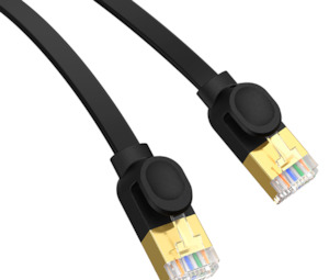 Networking: Baseus High Speed CAT7 10Gigabit Ethernet Cable (Flat Cable)0.5m Cluster Black