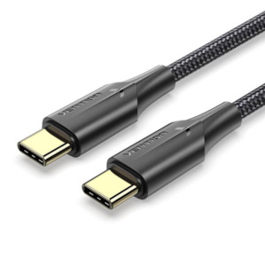 Cables Adapters: Vention Nylon Braided USB 2.0 C Male to C Male 3A Cable 1M Black - with LED indicator