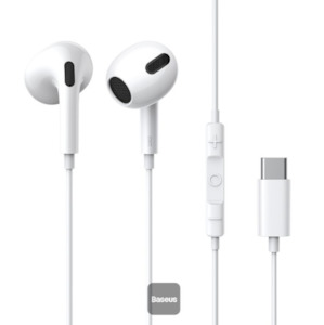 Headsets: Baseus Encok Type-C Lateral In-Ear Wired Earphone C17 White