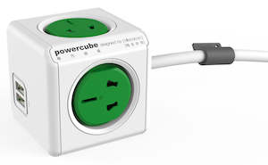 ALLOCACOC POWERCUBE Extended 4 Outlets with USB 1.5M - Green