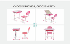 Bracom: Bracom Ergonomical Height Adjust kid desk and chair set- Pink