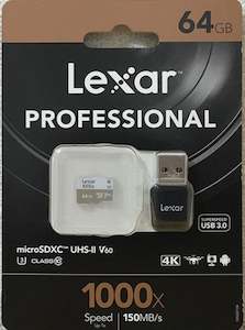 Lexar Professional 1000x micro SDXC, UHS-II, V60,U3, 64GCB, class 10