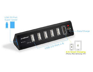 Mbeat: Mbeat 7 Port USB 3.0 x 1 + USB 2.0 x 6 hub with 2.1A smart charging function