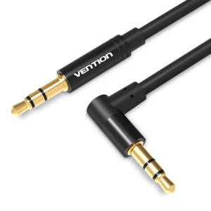 Audio Cables: Vention 3.5mm Male to 90°Male Audio Cable 1.5M Black Metal Type