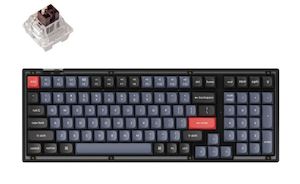 Keyboard: Keychron V5-C3, 96% Layout 100 Keys, Brown Switch, RGB, Frosted Black Frame, Hot-Swap, Keychron Pro, Mechanical Wired Keyboard, With Knob