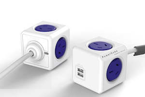 Powder Distribution Units: ALLOCACOC POWERCUBE Extended 4 Outlets with 2 USB 1.5M - Blue