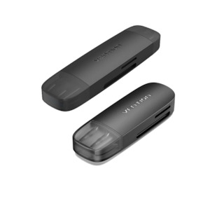 Storage Media: Vention 2-in-1 USB 3.0 A Card Reader(SD+TF) Black Dual Drive Letter