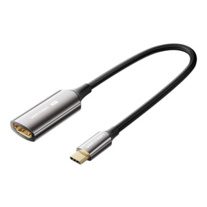 Usb Converters Adapters: Vention Cotton Braided USB-C to HDMI 8K Converter 0.25M Black Zinc Alloy Type