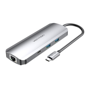 Vention Multi-function USB-C to HDMI/USB-C Gen 1/USB3.0x2/RJ45/SD/TF/TRRS 3.5mm/…