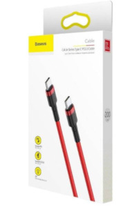 Mobile Device Cables Adapters: Baseus Cafule Type-C PD2.0 60W Flash Charging Data Line (20V 3A) 2m Red+Black