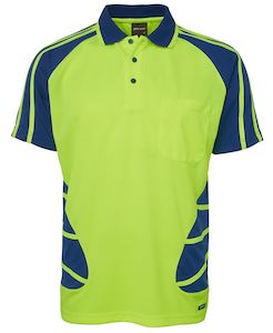 HI VIS S/S Spider Polo – Lime/Royal Blue