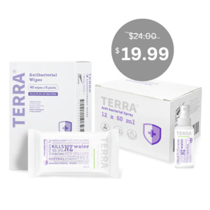 TERRA Antibacterial Spray and Wipes Combo Pack