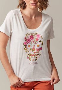 Deeluxe Flowerskull Tee - White