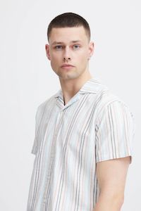 Blend Short Sleeve Stripe Shirt - Chalk Pink