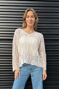 Worthier Mabel Crochet Top - Beige