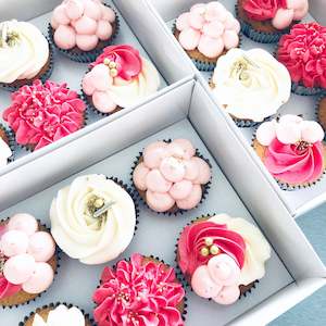 Pink Floral Cupcakes