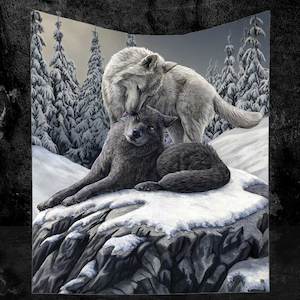 Snow Kisses Throw - Lisa Parker - Wolf Couple Blanket 160cm