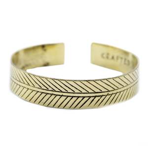 Gift: Brass Tibetan Bracelet - Wide Tribal Leaf