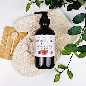 Liquid Soap: Liquid Hand & Body Soap - Raspberry & Vanilla | Olive Oil Soap