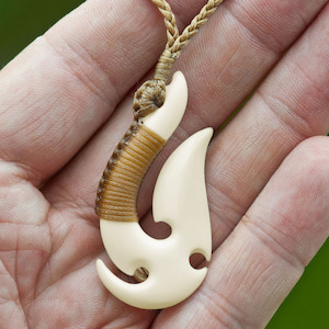 Bound Matau-Koru, handcrafted bone pendant