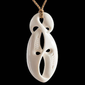 Large Unity Twist, handcrafted bone pendant