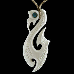 Large Engraved Manaia Matau Bone Pendant