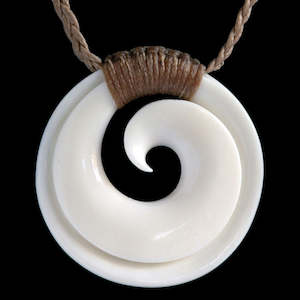 Bound Closed Circle Koru, handcrafted bone pendant