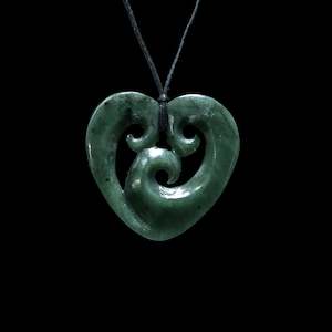 Art gallery: Koru Heart handcrafted jade pendant