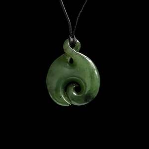 Jade handcrafted Pikorua twist Pendant with Koru