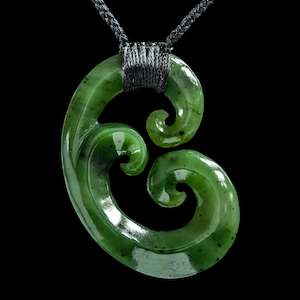 Bound Whanau Triple Koru, hand crafted jade pendant