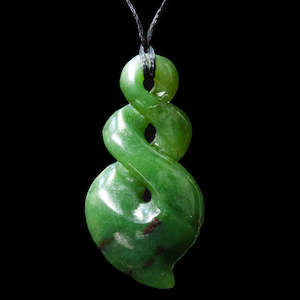 Art gallery: Jade pointed pikorua, double twist, handcrafted jade pendant