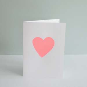 Heart Card - Neon Peach