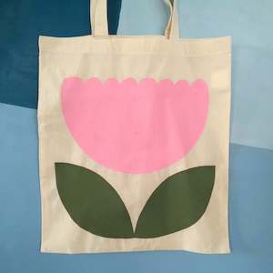 Flower Tote OLIVE & PINK