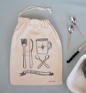 Screen printing: LET'S GO CAMPING Drawstring Bag