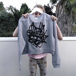 SCRIBBLE Grey Marle Crop Sweater