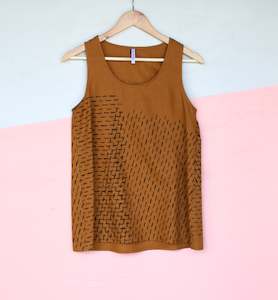 Linen Tank - TAN - Stripe Design