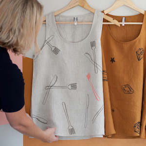 Screen printing: Linen Tank - NATURAL - Cutlery Design