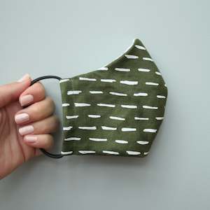 *NEW* Adult & Kids Face Mask - Olive Green 'Stripe' Design