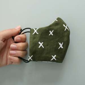 *NEW* Adult & Kids Face Mask - Olive Green 'X' Design