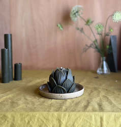 Olive Lotus Candle & Ceramic plate