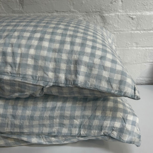 Toetoe Linen Pillowcase Pair - Sky Gingham