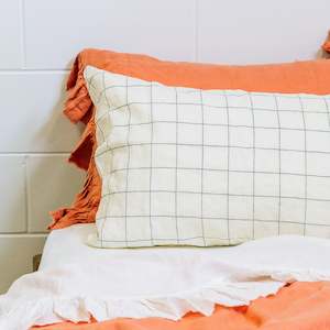 Toetoe Linen Pillowcase Pair - Marble Grid