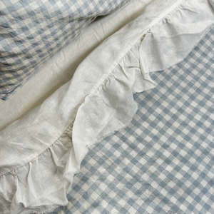 Toetoe Linen Duvet Cover - Sky Gingham