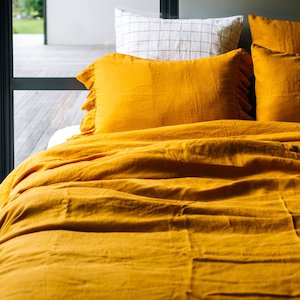 Toetoe Linen Duvet Cover - Ochre