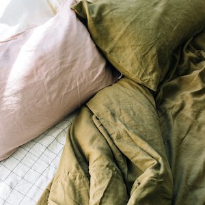 Toetoe Linen Duvet Cover - Kelp