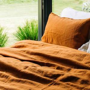 Toetoe Linen Duvet Cover - Umber