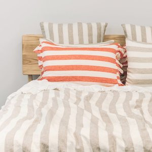 Toetoe Linen Duvet Cover - Wide Sandstone Stripe