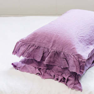 Toetoe Linen Ruffle Pillowcase Pair - Pansy